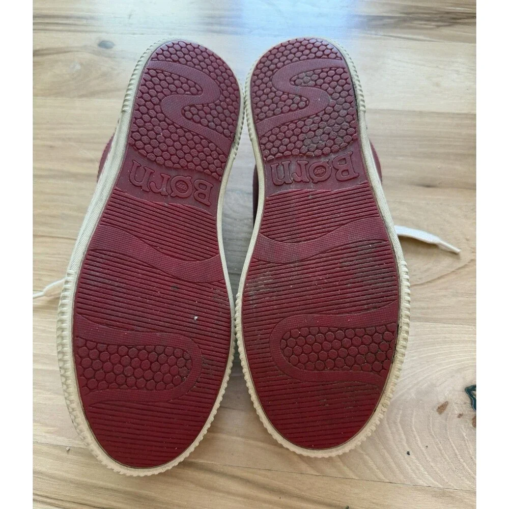 Born Paloma Sneakers Women's Size 7.5 Leather Zip Lace-Up Shoes Red - Picture 4 of 4
